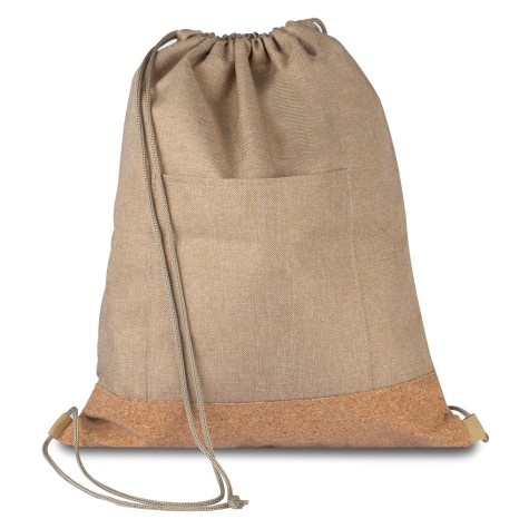 Sacola/Mochila em Poliéster 600D e Cortiça (34X38cm) para Brinde Personalizado