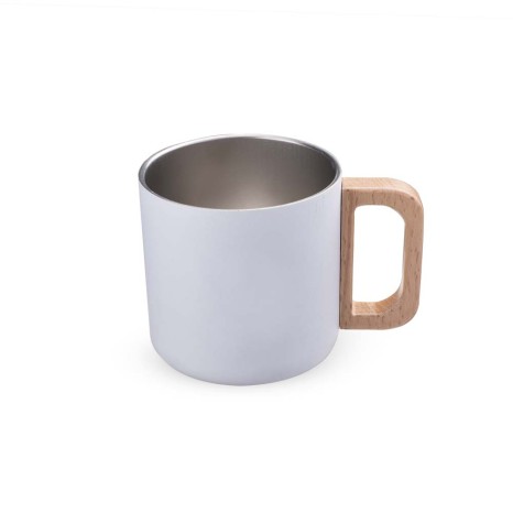 Caneca Térmica com Alça em Madeira Personalizada
