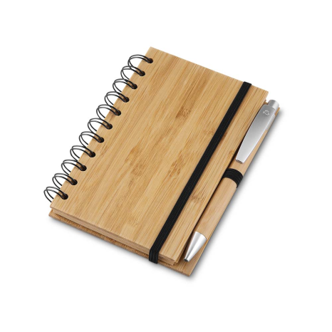 Caderno A6 Capa em Bambu com Caneta (14X09cm) Corporativo