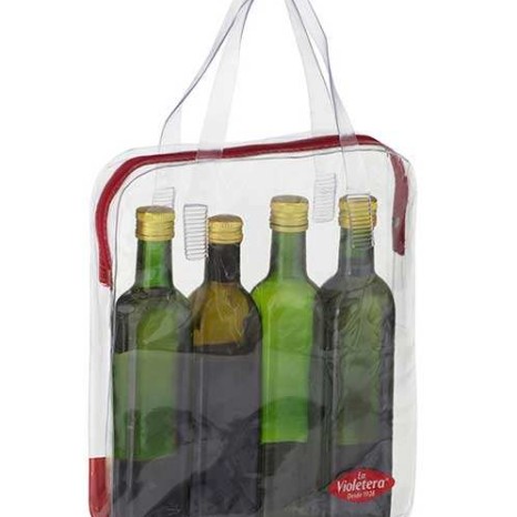 Bolsa em PVC cristal 0,20mm com zíper de tecido