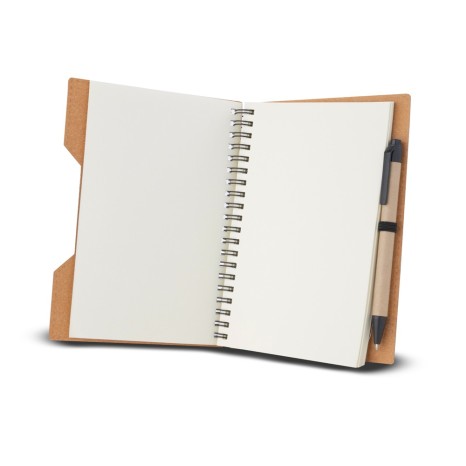 Caderno capa em papelão reciclado com caneta Personalizado