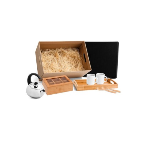 Kit Para Chá Em Bambu / Inox - 7 Pçs Personalizados 