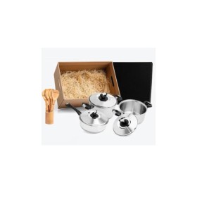Kit Para Cozinha Em Aço Inox / Bambu - 8 Pçs Personalizados