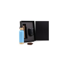 Kit Garrafa E Copo Térmico - Azul/Preto - 2 Pçs Personalizados