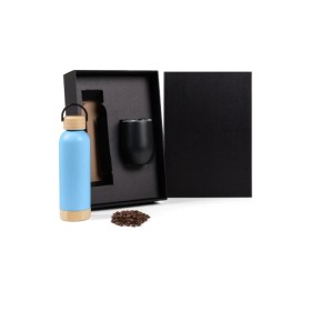 Kit Garrafa E Copo Térmico - Azul/Preto - 2 Pçs Personalizados