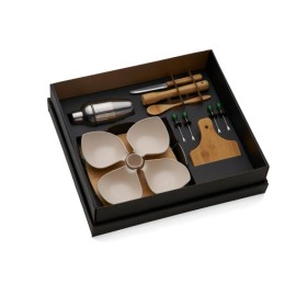 Kit Para Caipirinha Com Petisqueira Em Bambu / Madeira - 15 Pçs Personalizados