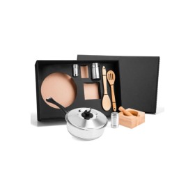 Kit Para Cozinha Em Inox / Bambu - 7 Pçs Personalizados