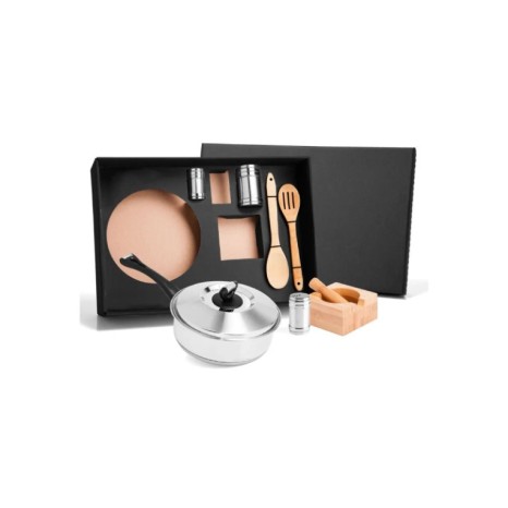 Kit Para Cozinha Em Inox / Bambu - 7 Pçs Personalizados