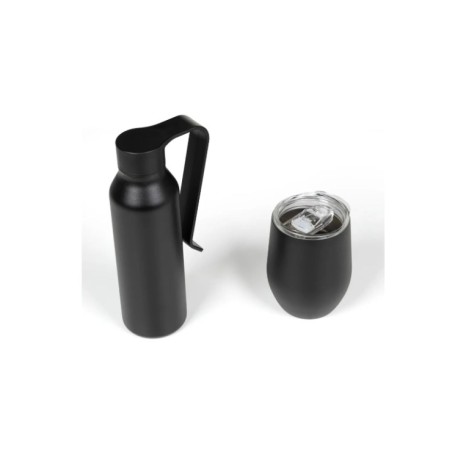 Kit Garrafa E Copo Térmico  Preto  2 Pçs Personalizados
