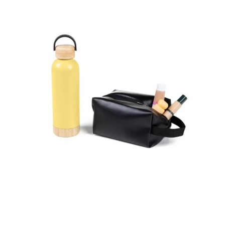 Kit Garrafa E Necessaire - Amarelo/Preto - 2 Pçs Personalizado