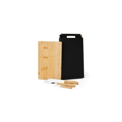 Conj. Para Churrasco Em Bambu / Madeira / Inox - 4 Pçs Personalizado
