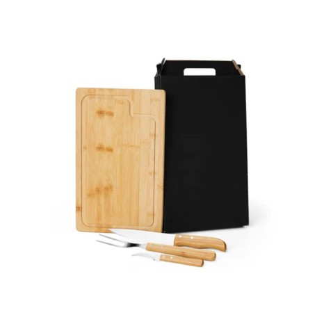 Conj. Para Churrasco Em Bambu / Madeira / Inox - 4 Pçs Personalizado