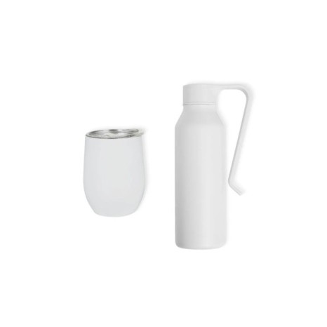 Kit Garrafa E Copo Térmico - Branco - 2 Pçs Personalizados 
