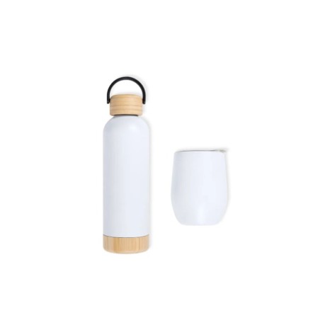Kit Garrafa E Copo Térmico - Branco - 2 Pçs Personalizado