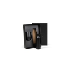 Kit Garrafa E Copo Térmico  Preto  2 Pçs Personalizados