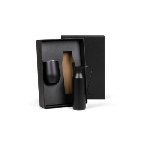 Kit Garrafa E Copo Térmico  Preto  2 Pçs Personalizados
