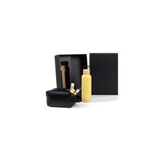 Kit Garrafa E Necessaire - Amarelo/Preto - 2 Pçs Personalizado