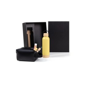 Kit Garrafa E Necessaire - Amarelo/Preto - 2 Pçs Personalizado