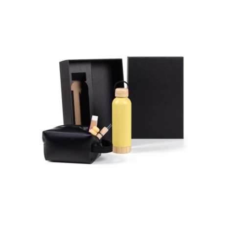 Kit Garrafa E Necessaire - Amarelo/Preto - 2 Pçs Personalizado