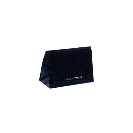 Necessaire em PVC Verniz Preto com fechamento zip.
