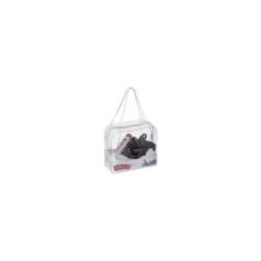 Bolsa em PVC Cristal com fechamento ziper de PVC e alça de ombro transparente.