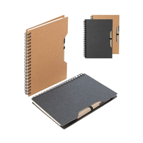 Caderno capa em papelão reciclado com caneta Personalizado