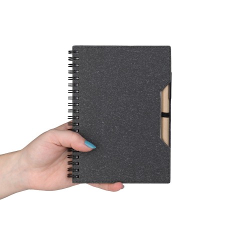 Caderno capa em papelão reciclado com caneta Personalizado