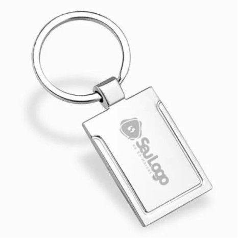 Chaveiro de Metal Prata Retangular Personalizado