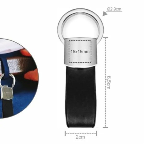 Chaveiro em Metal e Material Sintético Preto Personalizado