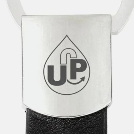 Chaveiro em Metal e Material Sintético Preto Redondo Personalizado
