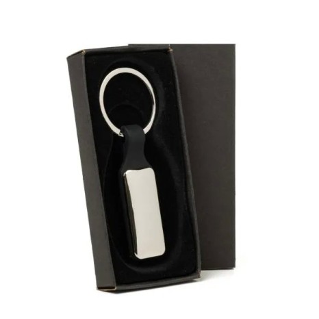 Chaveiro em Metal/Pu Prata/Preto Personalizado
