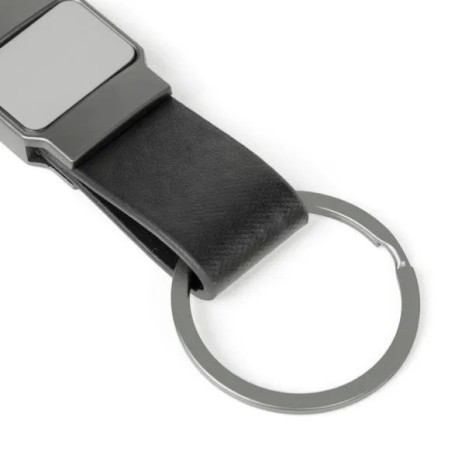 Chaveiro Mosquetão Cinza em Metal/Pu Personalizado