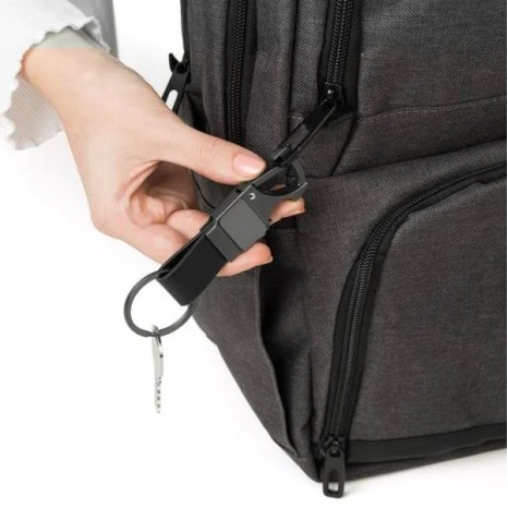 Chaveiro Mosquetão Cinza em Metal/Pu Personalizado