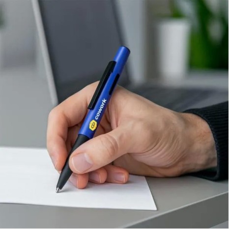Caneta Esferográfica em Abs com Tampa Ponta Touch Azul Personalizada