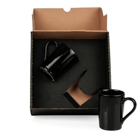 Kit Canecas em Cerâmica Preta 230Ml Personalizado