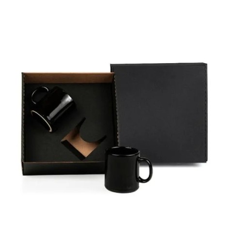 Kit Canecas em Cerâmica Preta 270Ml Personalizado