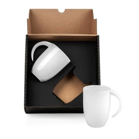 Kit Canecas em Cerâmica Branca 350Ml Personalizado