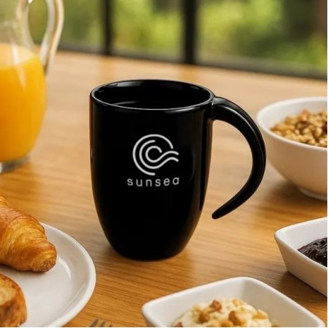 Caneca em Cerâmica Preta 350Ml Personalizada