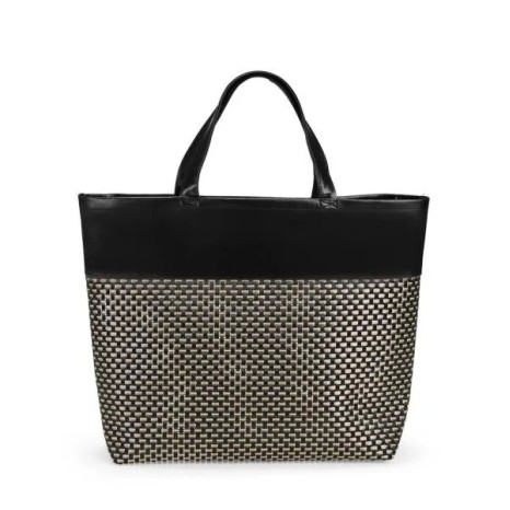 Sacola em PVC e Couro Sintético Preto/Xadrez Personalizado