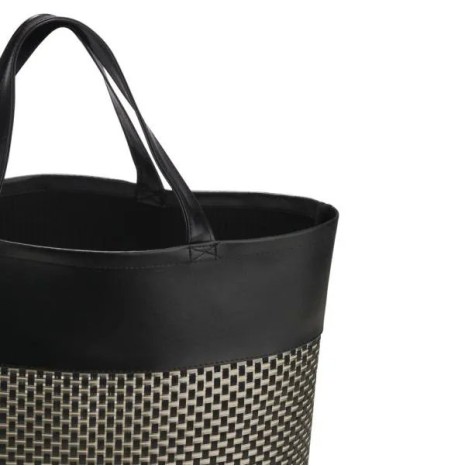 Sacola em PVC e Couro Sintético Preto/Xadrez Personalizado