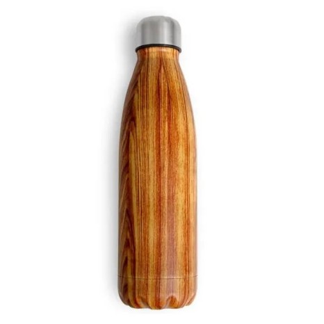 Garrafa com Tampa em Aço Inox Amadeirado 750Ml Personalizado