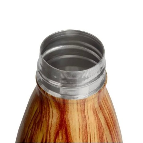 Garrafa com Tampa em Aço Inox Amadeirado 750Ml Personalizado