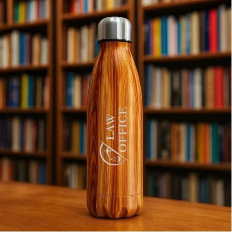 Garrafa com Tampa em Aço Inox Amadeirado 750Ml Personalizado