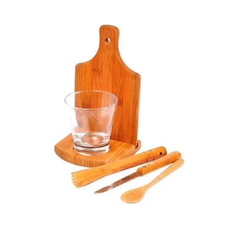Kit para Caipirinha em Bambu / Madeira Iriza 0,35 L 6 Pçs Personalizado