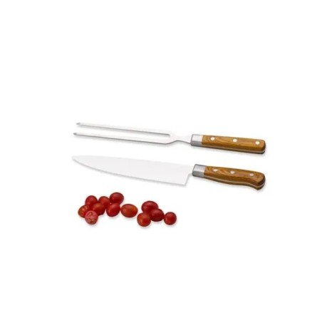 Conjunto de Faca e Garfo Premium em Madeira / Inox 2 Pçs Personalizado