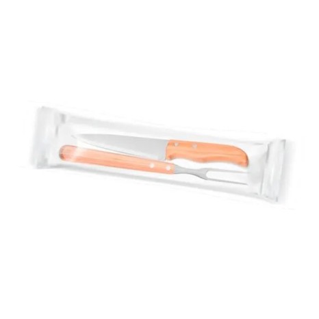 Kit de Garfo e Faca 7" em Bambu / Madeira / Inox 2 Pçs Personalizado