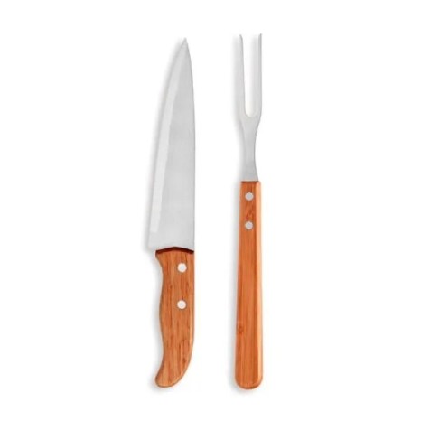 Conjunto de Garfo e Faca 7" em Bambu / Madeira / Inox Special Line 2 Pçs Personalizado