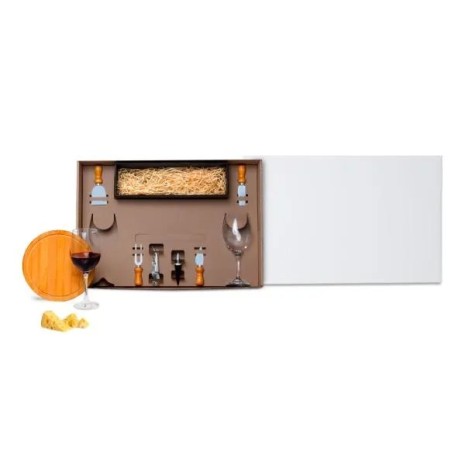 Kit Queijo e Vinho com Espaço para Garrafa 9 Pçs Não Acompanha Garrafa Personalizado