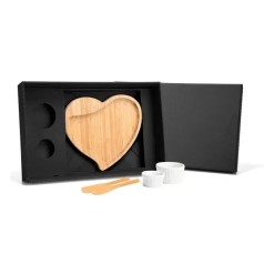 Kit para Petisco com Tábua Formato Coração 5 Pçs Personalizado