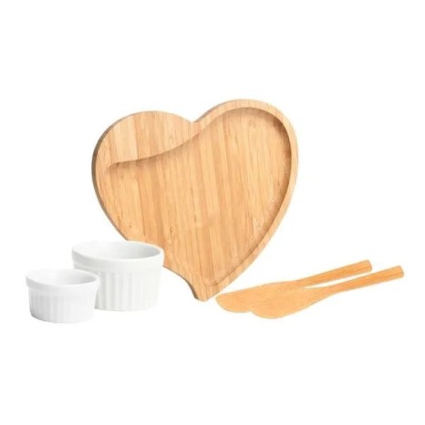 Kit para Petisco com Tábua Formato Coração 5 Pçs Personalizado